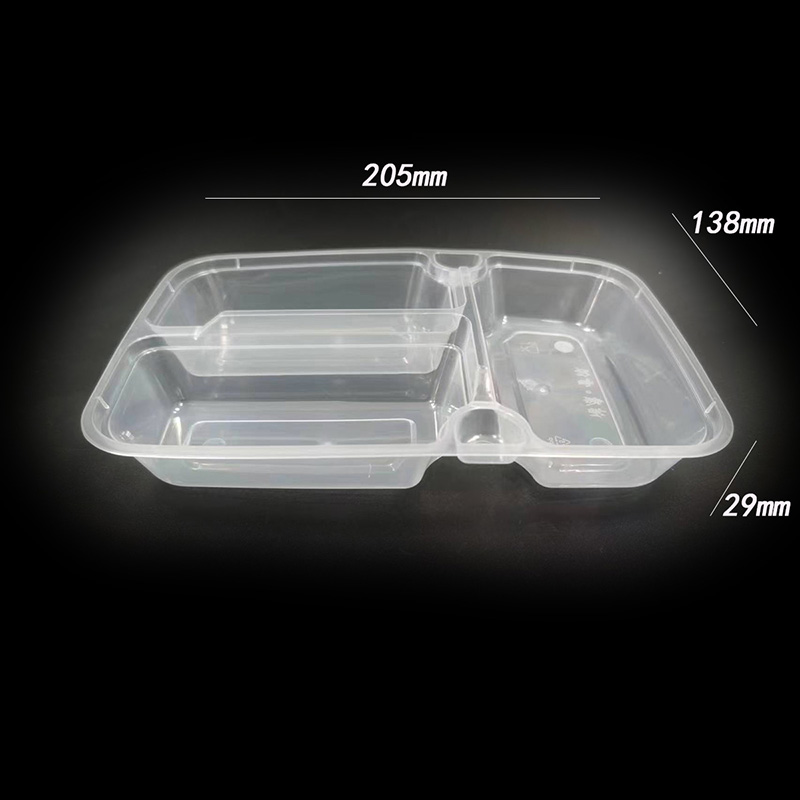 American-style rectangular PP meal box with two compartments