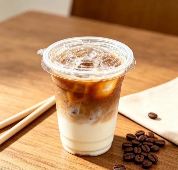 PP milk tea cup lid with 90-degree flat cap
